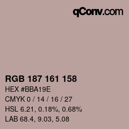 Color code: RGB 187 161 158 | qconv.com