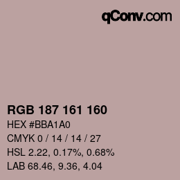 Color code: RGB 187 161 160 | qconv.com
