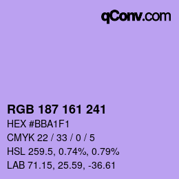 カラーコード: RGB 187 161 241 | qconv.com