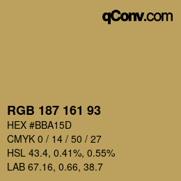Código de color: RGB 187 161 93 | qconv.com