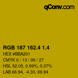 カラーコード: RGB 187 162.4 1.4 | qconv.com