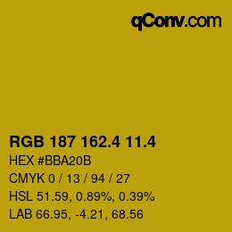 カラーコード: RGB 187 162.4 11.4 | qconv.com