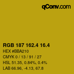 カラーコード: RGB 187 162.4 16.4 | qconv.com