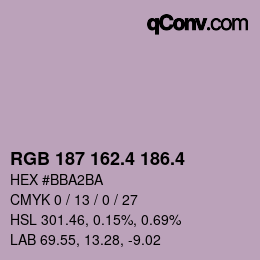 カラーコード: RGB 187 162.4 186.4 | qconv.com