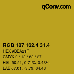 カラーコード: RGB 187 162.4 31.4 | qconv.com
