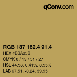 カラーコード: RGB 187 162.4 91.4 | qconv.com
