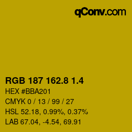 カラーコード: RGB 187 162.8 1.4 | qconv.com