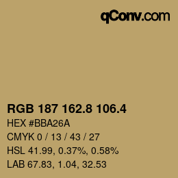 カラーコード: RGB 187 162.8 106.4 | qconv.com