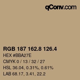カラーコード: RGB 187 162.8 126.4 | qconv.com