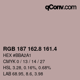 カラーコード: RGB 187 162.8 161.4 | qconv.com