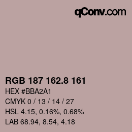 Color code: RGB 187 162.8 161 | qconv.com