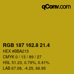 カラーコード: RGB 187 162.8 21.4 | qconv.com