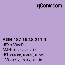カラーコード: RGB 187 162.8 211.4 | qconv.com