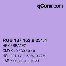 カラーコード: RGB 187 162.8 231.4 | qconv.com