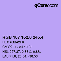 カラーコード: RGB 187 162.8 246.4 | qconv.com