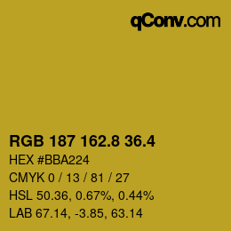 カラーコード: RGB 187 162.8 36.4 | qconv.com