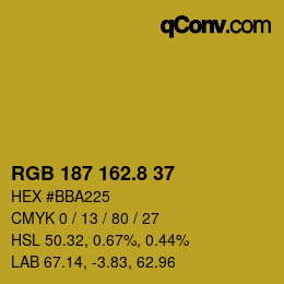 カラーコード: RGB 187 162.8 37 | qconv.com