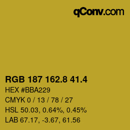 カラーコード: RGB 187 162.8 41.4 | qconv.com