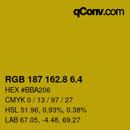 カラーコード: RGB 187 162.8 6.4 | qconv.com