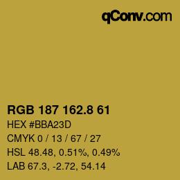 Color code: RGB 187 162.8 61 | qconv.com