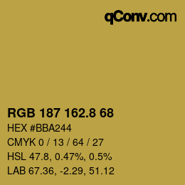 カラーコード: RGB 187 162.8 68 | qconv.com
