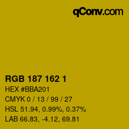 颜色代码: RGB 187 162 1 | qconv.com