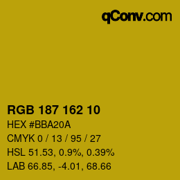 Color code: RGB 187 162 10 | qconv.com