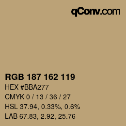 颜色代码: RGB 187 162 119 | qconv.com