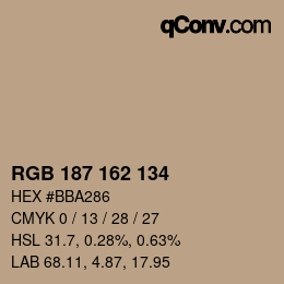 カラーコード: RGB 187 162 134 | qconv.com