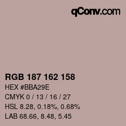カラーコード: RGB 187 162 158 | qconv.com