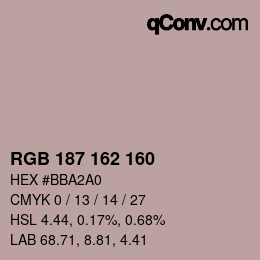 Color code: RGB 187 162 160 | qconv.com