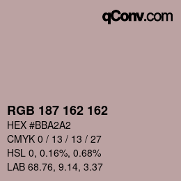 カラーコード: RGB 187 162 162 | qconv.com