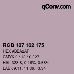 颜色代码: RGB 187 162 175 | qconv.com