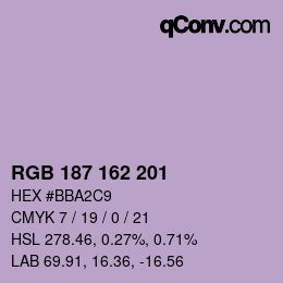 Color code: RGB 187 162 201 | qconv.com