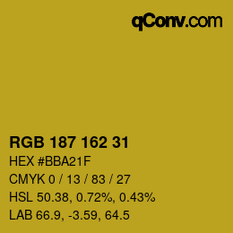 カラーコード: RGB 187 162 31 | qconv.com