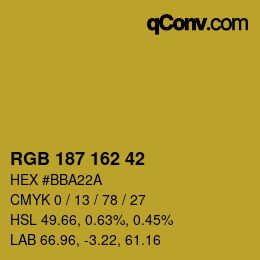 Color code: RGB 187 162 42 | qconv.com