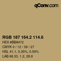 カラーコード: RGB 187 164.2 114.6 | qconv.com