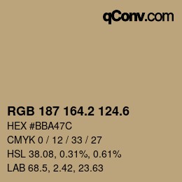 カラーコード: RGB 187 164.2 124.6 | qconv.com
