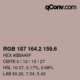 カラーコード: RGB 187 164.2 159.6 | qconv.com