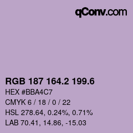 カラーコード: RGB 187 164.2 199.6 | qconv.com