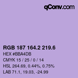 カラーコード: RGB 187 164.2 219.6 | qconv.com