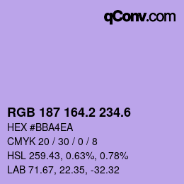 カラーコード: RGB 187 164.2 234.6 | qconv.com