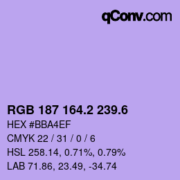 カラーコード: RGB 187 164.2 239.6 | qconv.com