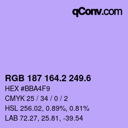 カラーコード: RGB 187 164.2 249.6 | qconv.com