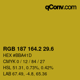 カラーコード: RGB 187 164.2 29.6 | qconv.com