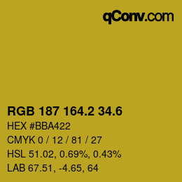 カラーコード: RGB 187 164.2 34.6 | qconv.com