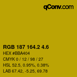 カラーコード: RGB 187 164.2 4.6 | qconv.com