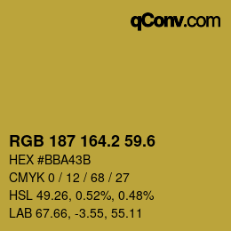 カラーコード: RGB 187 164.2 59.6 | qconv.com