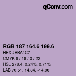 カラーコード: RGB 187 164.6 199.6 | qconv.com