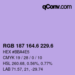 カラーコード: RGB 187 164.6 229.6 | qconv.com